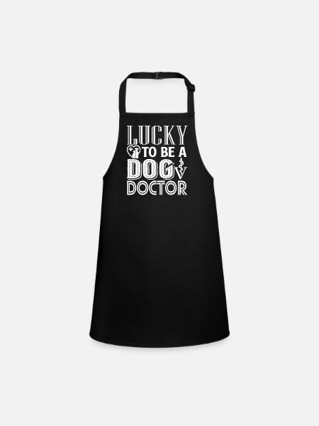 Doctor Lucky To Be A Doctor - Children's Apron - black - Front