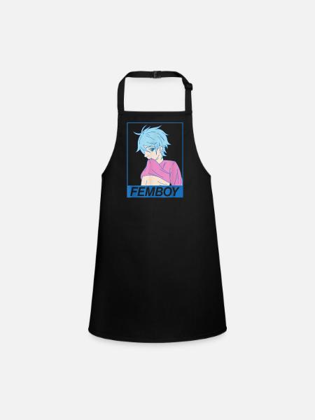 Anime Gay Boy Yaoi Design for a Femboy - Children's Apron - black - Front