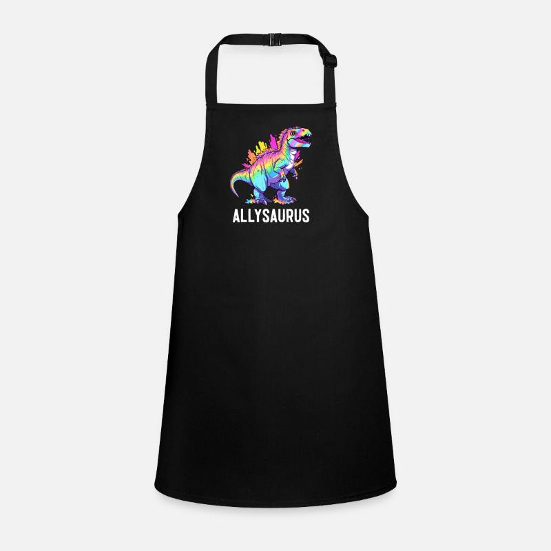Allysaurus Dinosaur Rainbow Flag For Ally LGBT Pun Children's Apron