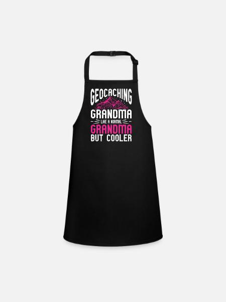 Geocaching Gift Geocacher Geocache - Children's Apron - black - Front
