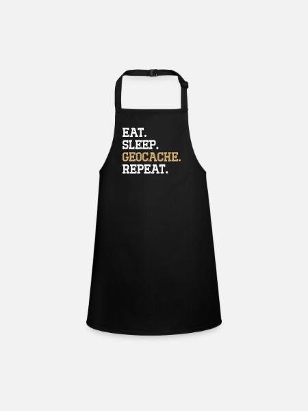 Geocaching Gift Geocacher Geocache - Children's Apron - black - Front