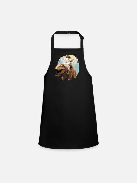 Cool Jesus Rides Dinosaur Funnier - Children's Apron - black - Front