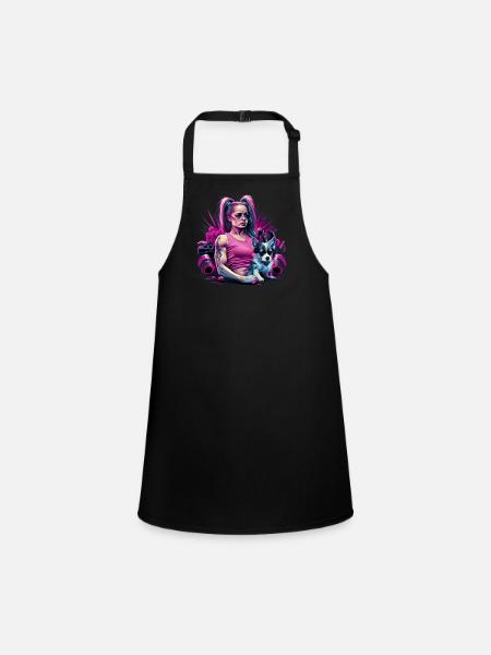 Chihuahua rose | Fille Fitness Salle de sport - Tablier Enfant - noir - Devant