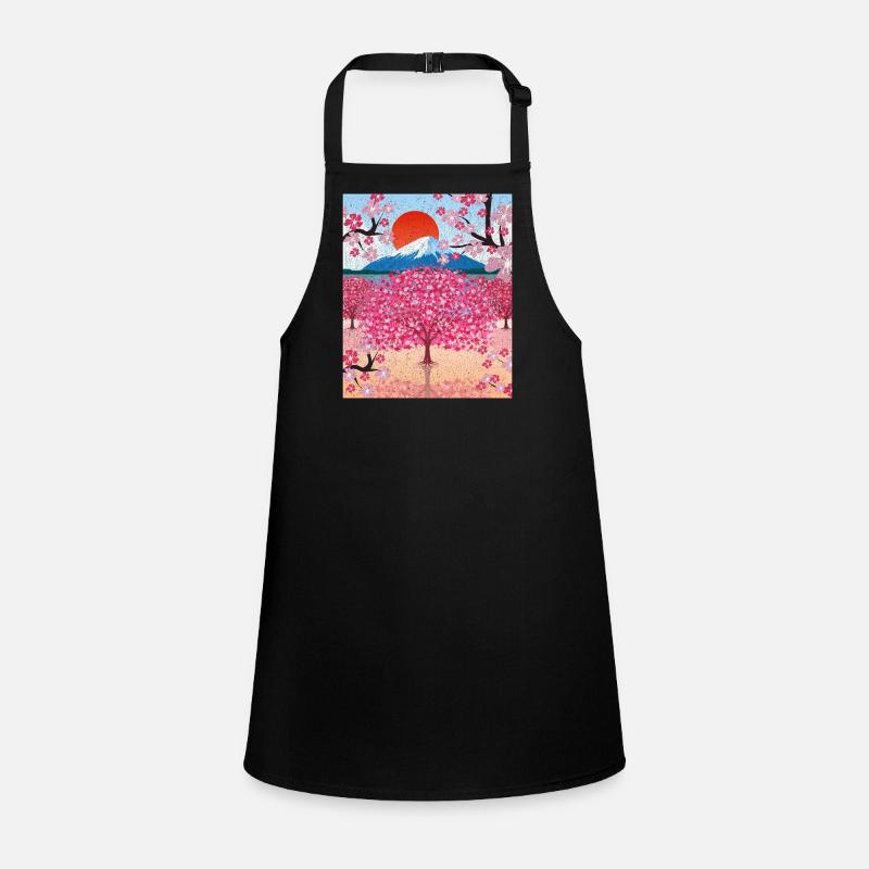 Sunset Sakura Mountains Gift Cherry Blossoms Children's Apron