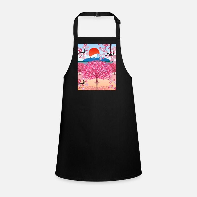 Cherry Blossom Tree Mountain Sun Gift Japan Sakura Children's Apron