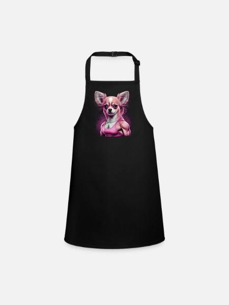Chihuahua rose | Fille Fitness Salle de sport - Tablier Enfant - noir - Devant