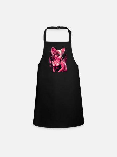 Chihuahua rose | Fille Fitness Salle de sport - Tablier Enfant - noir - Devant