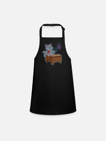 Pianiste Cat - Tablier Enfant - noir - Devant