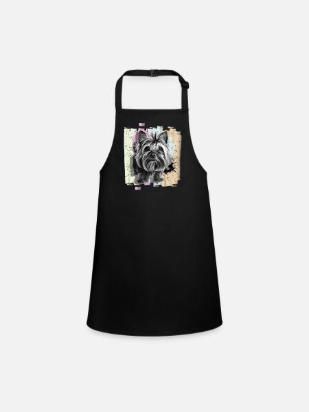 Yorkshire Terrier - Schürze für Kinder - Schwarz - Vorne