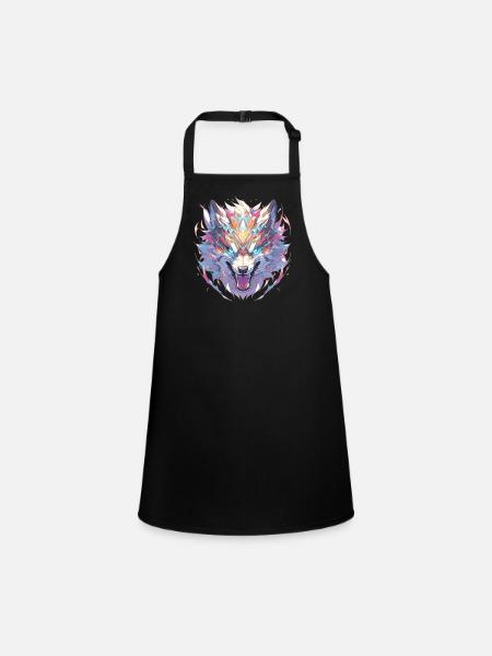Wolf Wolves Animal Wild Animals Wolf Head - Children's Apron - black - Front