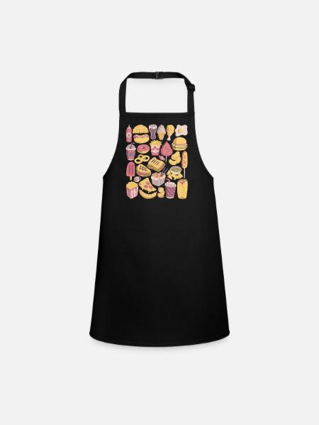 Fast Food Doodles Junk Food Snacks Unhealthy Delicious - Children's Apron - black - Front