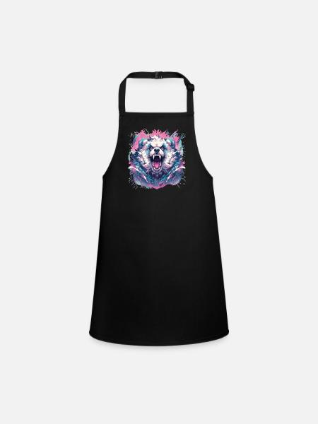 Panda Panda Tête Panda Ours Panda Panda Bébé - Tablier Enfant - noir - Devant