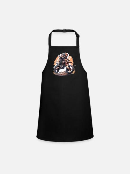 Supermoto Motocross Motocross Motorcycle Biker - Children's Apron - black - Front