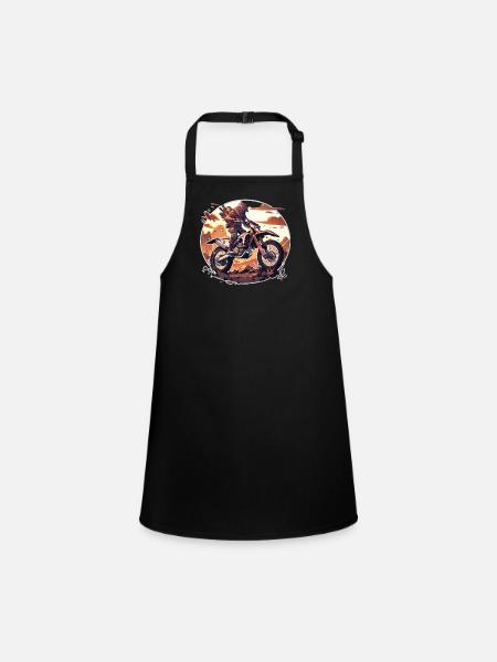 Supermoto Motocross Motocross Motorcycle Biker - Children's Apron - black - Front