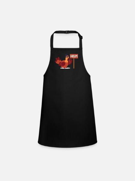 Turkey Day Help Sign Funny Thanksgiving - Children's Apron - black - Front