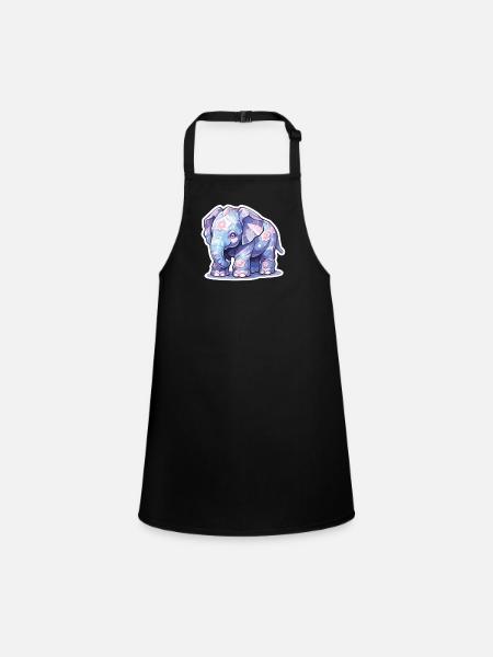 Elephant Elephant Elephant Baby Pachyderm - Children's Apron - black - Front