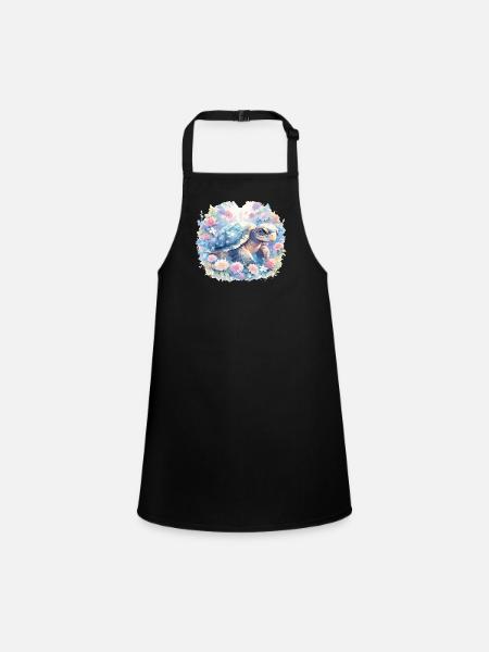 Turtle Lizard Turtle Baby Turtles - Children's Apron - black - Front