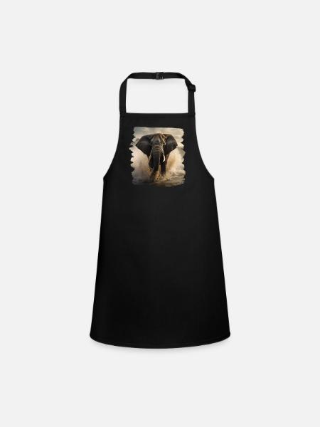 Elephant realistic elephant - Children's Apron - black - Front