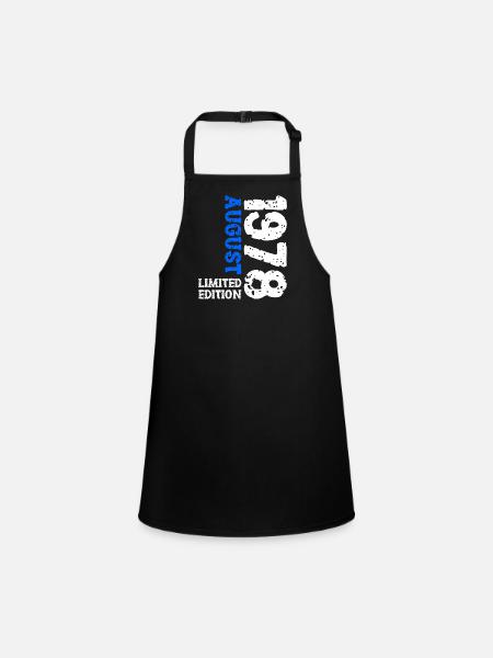 1978 August Limited Edition 45th Birthday Outfit - Children's Apron - black - Front