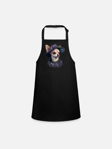 Chihuahua - Dame Anglaise Robe Chien - Tablier Enfant - noir - Devant