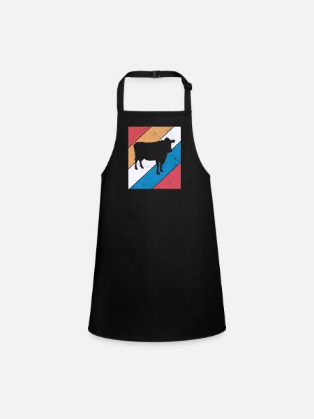 Cow Retro Moo Farmer Milk Farm Gift - Children's Apron - black - Front