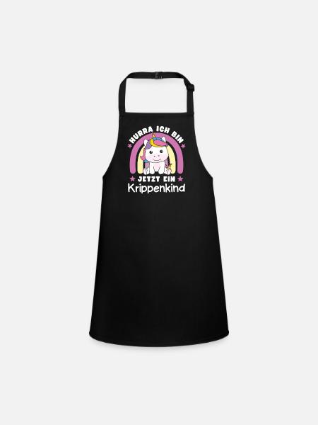 Hooray, I'm a crib child now - Children's Apron - black - Front