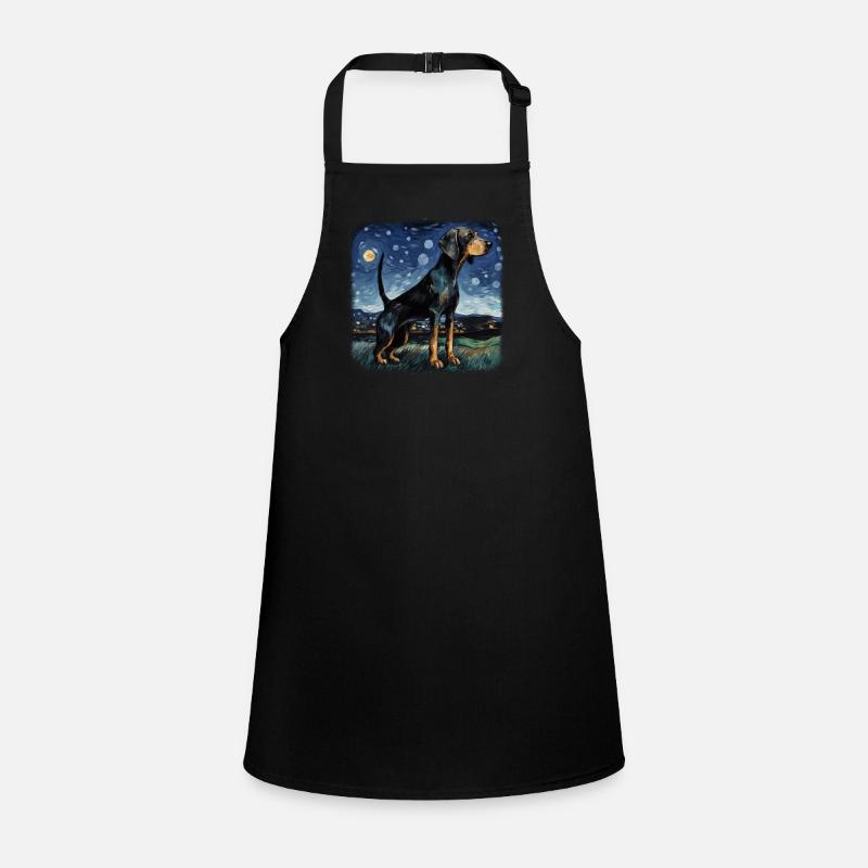 Black and Tan Coonhound Van gogh starry night Children's Apron