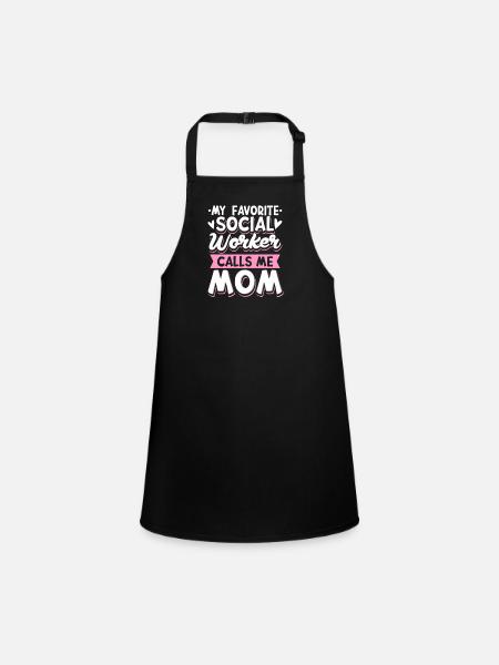 Meine Lieblingssozialarbeiterin nennt mich Mama - Schürze für Kinder - Schwarz - Vorne