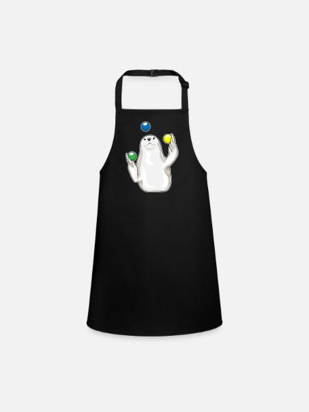 Seal juggler juggling - Children's Apron - black - Front
