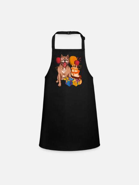 Pet Dogs Birthday Party Gift Pitbull - Children's Apron - black