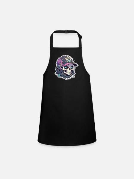 Totenkopf - Schürze für Kinder - Schwarz - Vorne