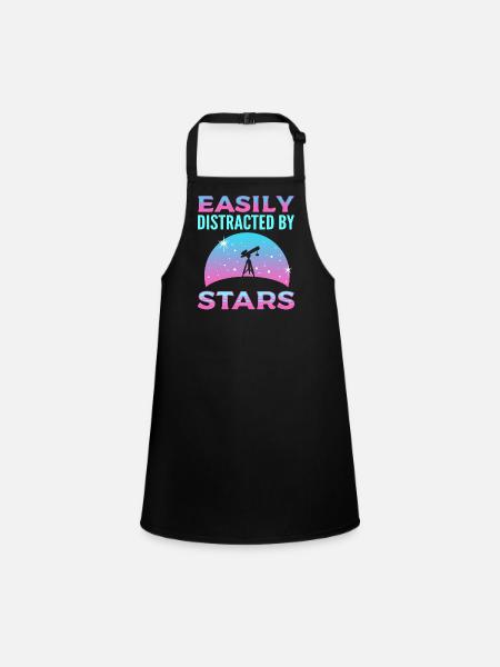Facilement distrait par Stars Astronomy Astronomer - Tablier Enfant - noir - Devant