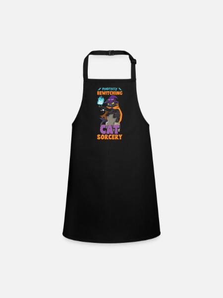 Cat Witch Occult Gothic Dark Satanic - Children's Apron - black - Front