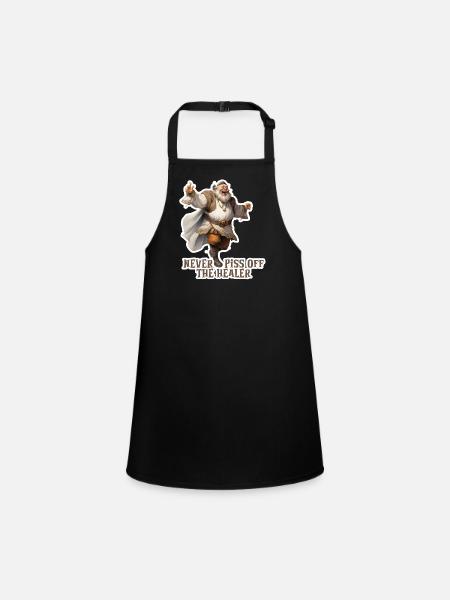 Never Stop the Healer – Funny RPG Design - Children's Apron - black - Front