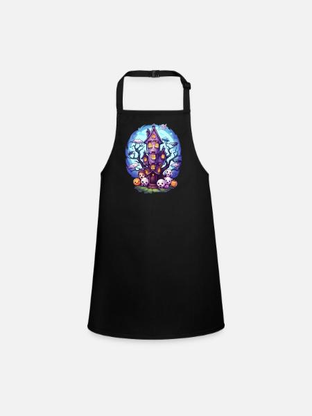 Anime Haunted House - Children's Apron - black - Front