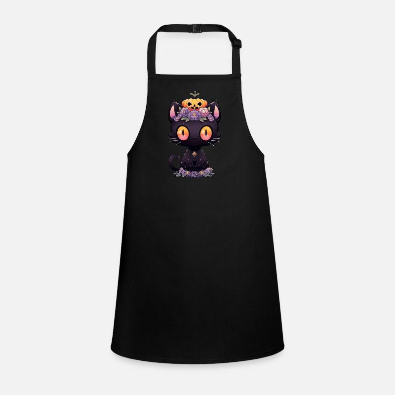Schwarze Katze Anime Halloween Schürze für Kinder