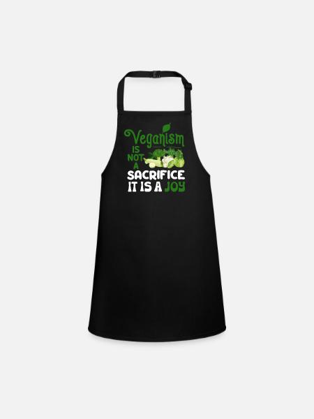 Vegan Veganism - Children's Apron - black - Front