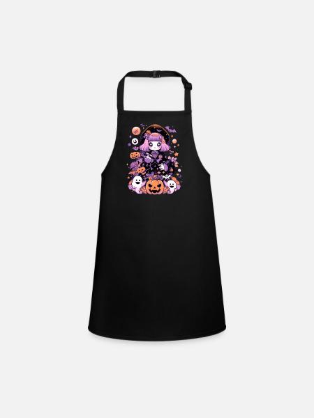 Aesthetics Halloween Anime Manga - Children's Apron - black - Front