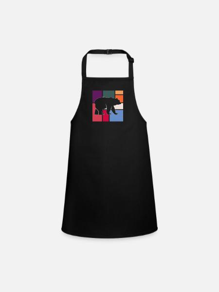 Bear - Children's Apron - black - Front