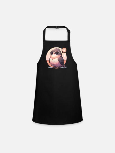 Bird Birds Funny Animals Forest Dweller Animal - Children's Apron - black - Front