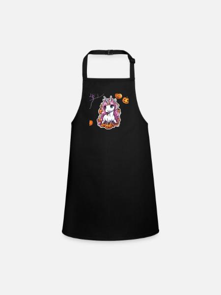Licorne Halloween Licornes Licorne Helloween - Tablier Enfant - noir - Devant
