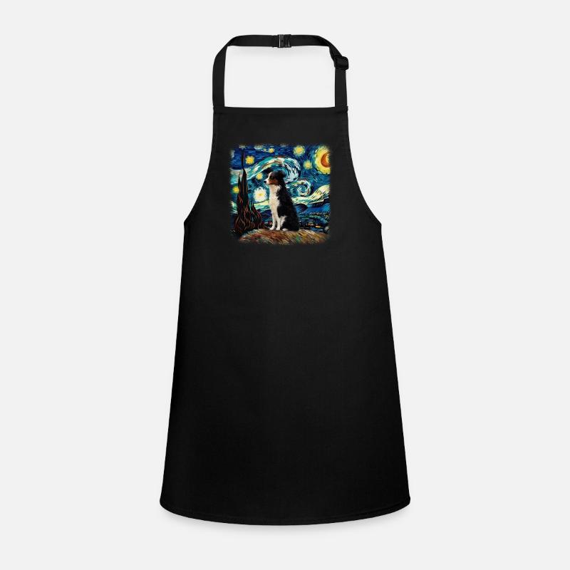 Border Collie Van gogh starry night Children's Apron