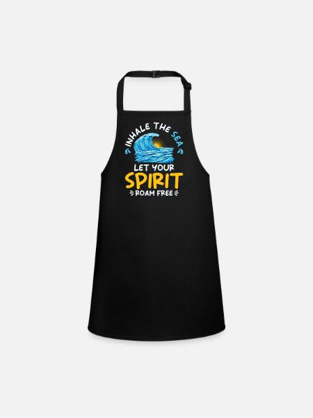 Ocean Sea Beach Holiday Souvenir Sea Breeze - Children's Apron - black - Front