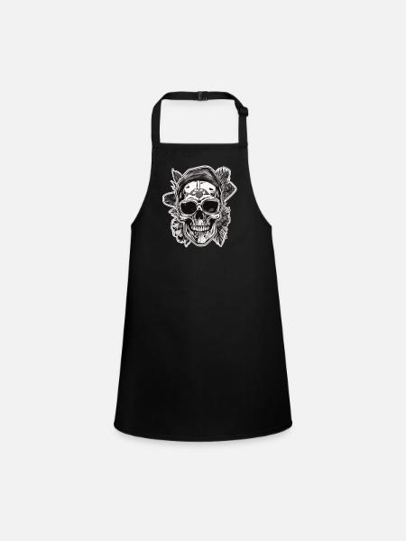 Totenkopf Totenschädel Skulls Skull - Schürze für Kinder - Schwarz - Vorne