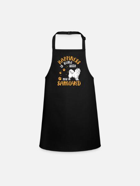 Samoyed makes me happy Samoyed Spitz - Children's Apron - black - Front