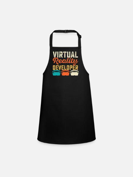 VR Virtual Reality - Children's Apron - black - Front