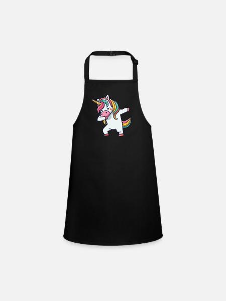 Dab Dabbing Unicorn Dabbing Unicorn Dance - Children's Apron - black - Front