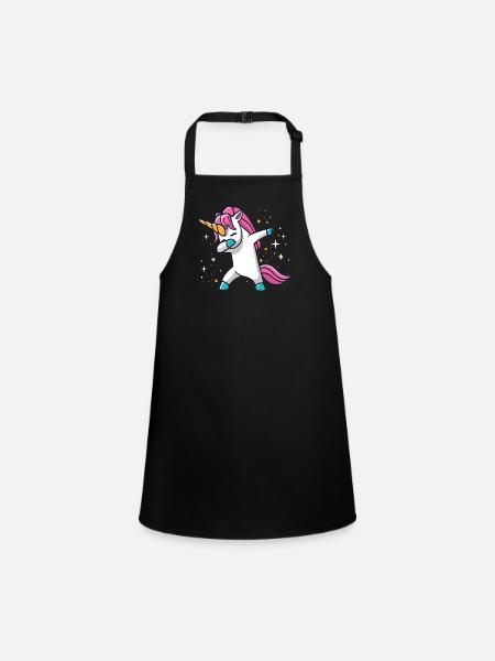 Dabbing Licorne Licorne Dab Dabbing Trend Dance - Tablier Enfant - noir - Devant