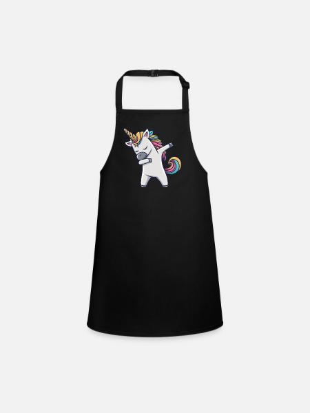 Dabbing Licorne Licorne Dab Dabbing Trend Dance - Tablier Enfant - noir - Devant