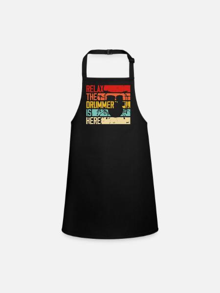 Drums Drummer Drummer - Children's Apron - black - Front